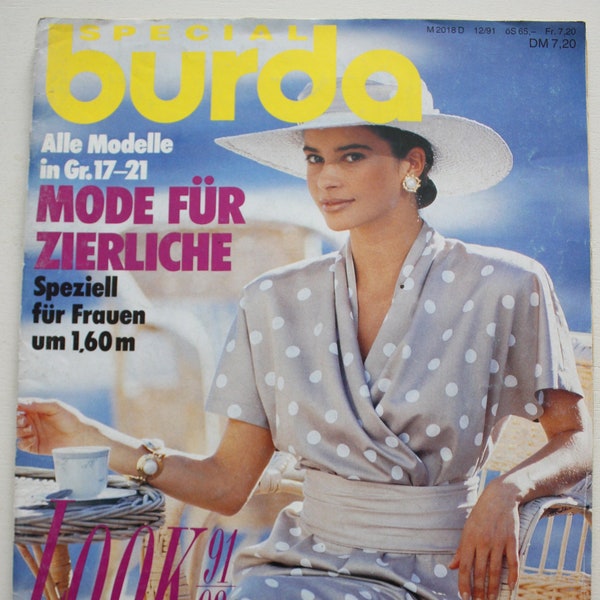 Burda Mode pour Petite 1991 Modèles Modèles Mode Magazine Rétro Modèles de couture vintage Old Fashion Magazine