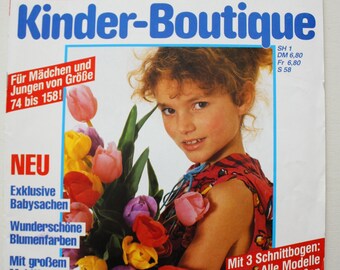 Instrucciones de boutique infantil, hojas de corte, folleto de moda, revista de costura, revista de moda.