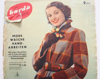 Burda Moden 9/ 1952 sewing pattern sheet, fashion magazine Patterns Fashion Magazine Retro Sewing Patterns Vintage