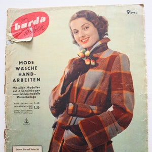 Burda Moden 9/ 1952 sewing pattern sheet, fashion magazine Patterns Fashion Magazine Retro Sewing Patterns Vintage image 1