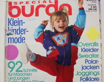 Burda Special Toddler Fashions Autumn/Winter 1987 Instructions, Pattern Sheets, Fashion Magazine Fashion Booklet Sewing Magazine Fashion Magazine