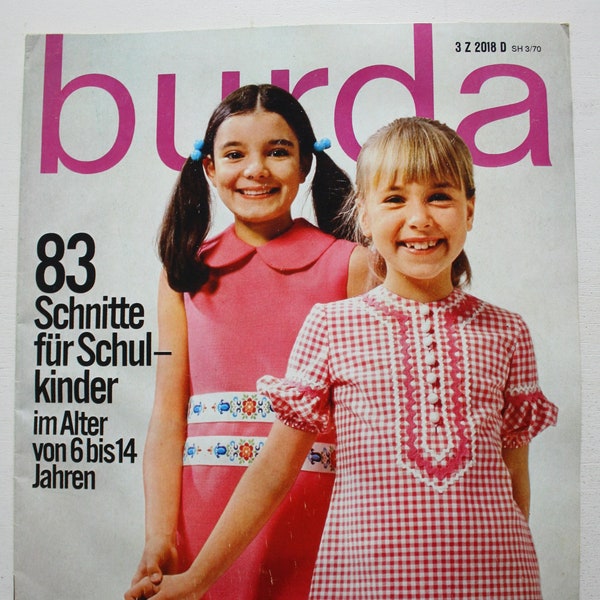 Burda school children fashions 1970 instructions, cutting sheet, fashion magazine, fashion magazine, sewing magazine, fashion magazine