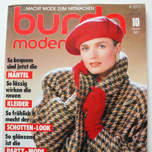 Burda Moden 10/ 1987  Anleitungen ,Schnittbogen , Modezeitschrift Modeheft Nähzeitschrift Modemagazin