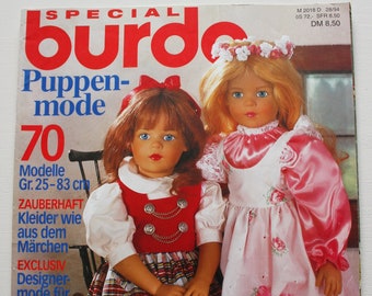 Burda bambola moda 1994 istruzioni, fogli da taglio, rivista di moda, libretto di moda, rivista di cucito, rivista di moda