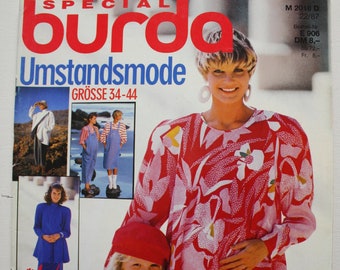 Burda moda premaman 1987 istruzioni, fogli da taglio, rivista di moda, libretto di moda, rivista di cucito, rivista di moda