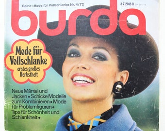 Burda Fashion for Fully Slim Autumn 1972 Instructions, Cut Sheet, Fashion Magazine Fashion Magazine Sewing Magazine Fashion Magazine