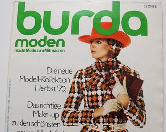 Burda Moden 9/ 1970    Anleitungen ,Schnittbogen , Modezeitschrift  Modeheft Nähzeitschrift  Modemagazin