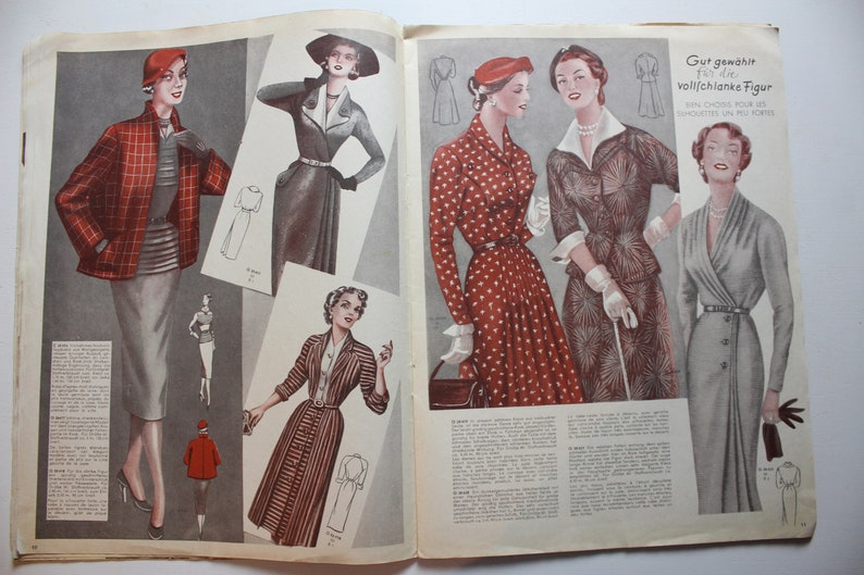 Viennese world fashion issue No. 21 1952 pattern sheet fashion magazine fashion magazine sewing magazine fashion magazine image 5
