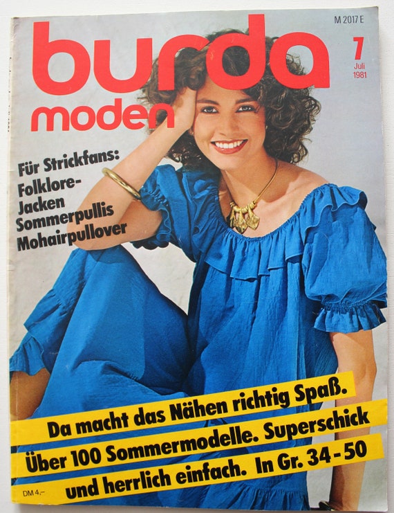 Vintage Magazine Burda Moden 7/ 1981 Instructions Pattern Sheets