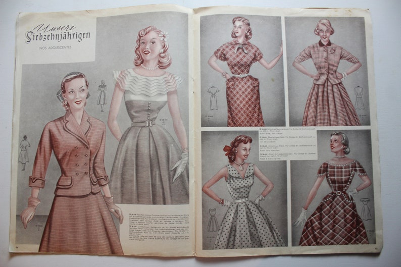 Viennese world fashion issue No. 21 1952 pattern sheet fashion magazine fashion magazine sewing magazine fashion magazine image 7