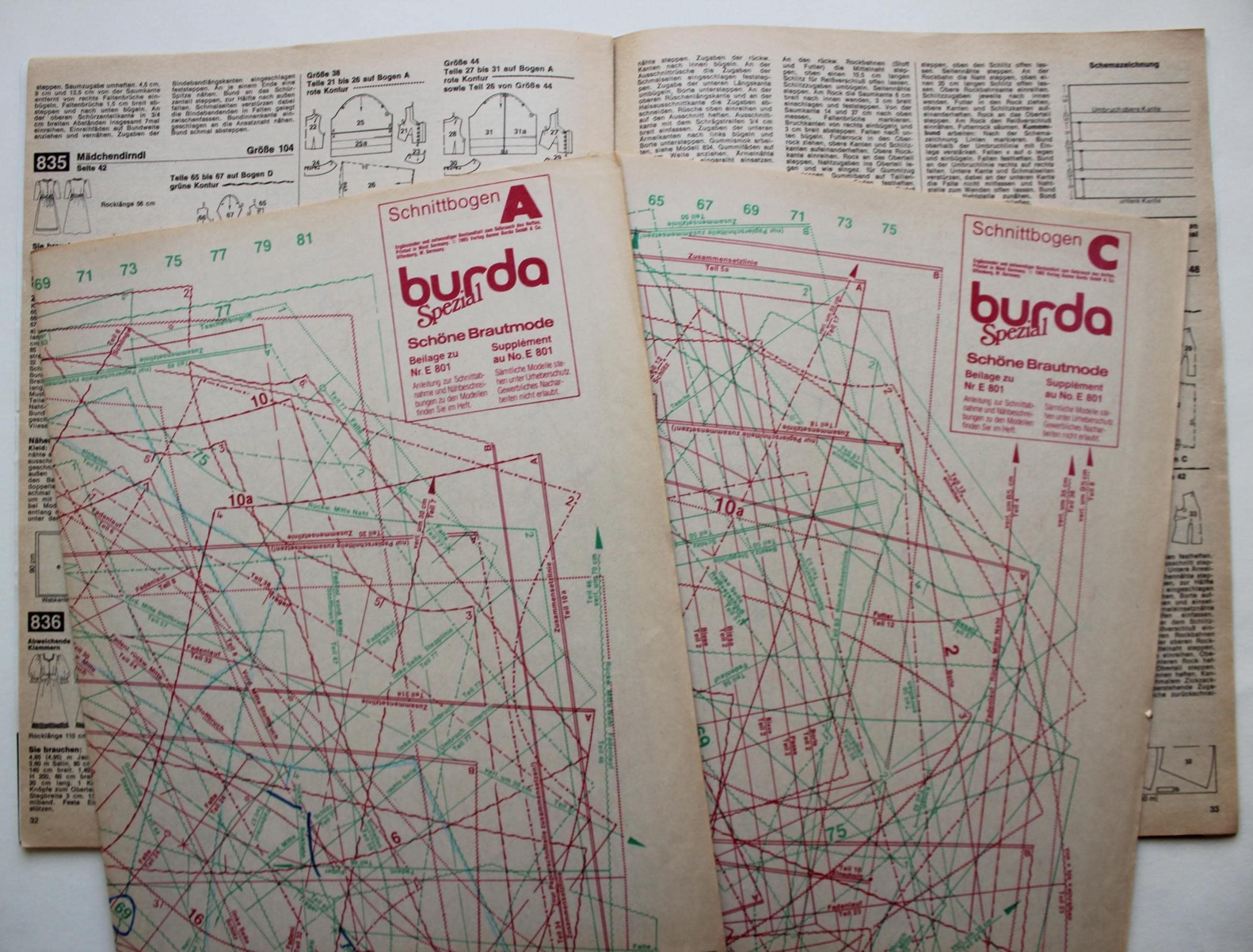 Burda Bridal Fashion 1986 Instructions, Pattern Sheets, Fashion ...