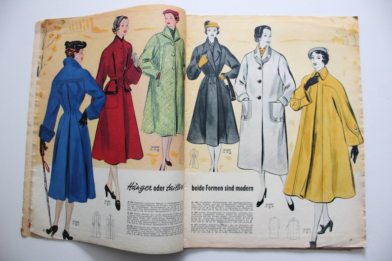 Burda Moden 9/ 1952 sewing pattern sheet, fashion magazine Patterns Fashion Magazine Retro Sewing Patterns Vintage image 4