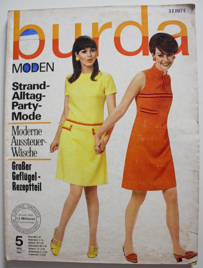 Burda Moden 5/ 1967 instructions, cutting sheets, fashion magazine, fashion booklet, sewing magazine, fashion magazine image 1