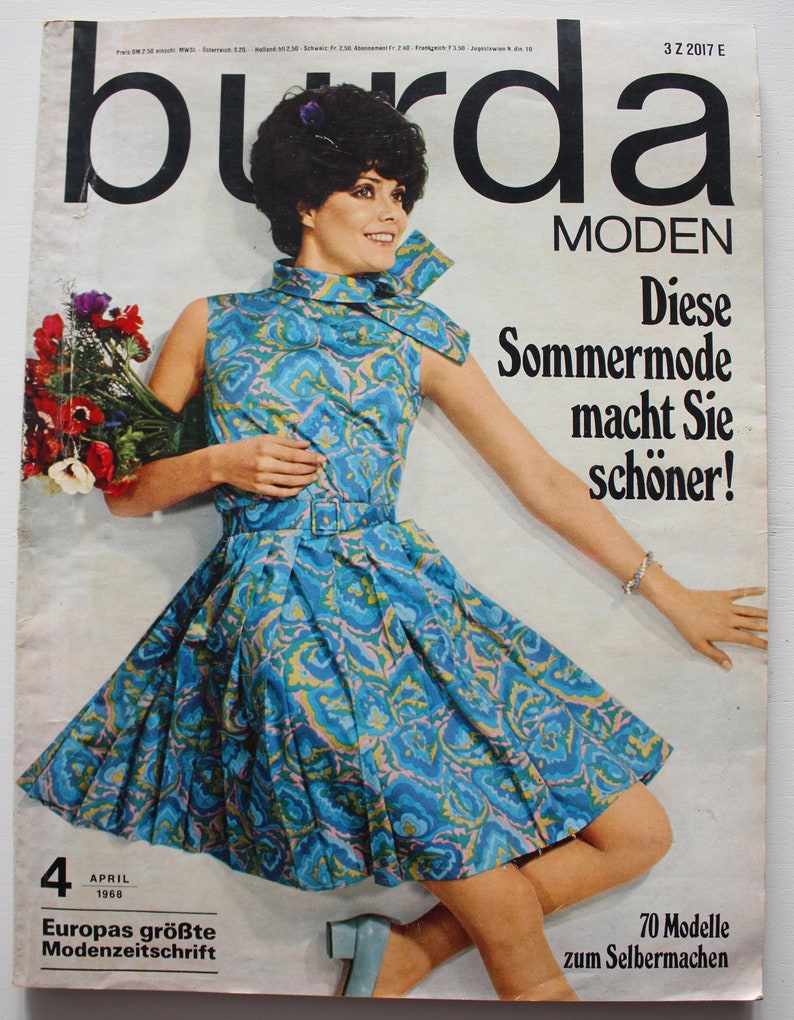 Burda Moden 4/ 1968 instructions, feuilles à découper, magazine de mode, livret de mode, magazine de couture, magazine de mode image 1