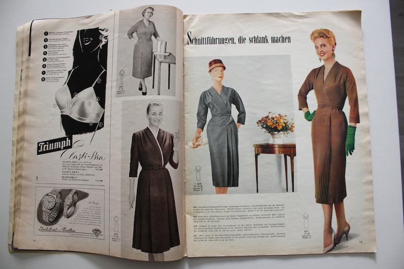 Burda Moden 1/ 1957 pattern sheet, fashion magazine Patterns Fashion Magazine Retro Sewing Patterns Vintage image 5