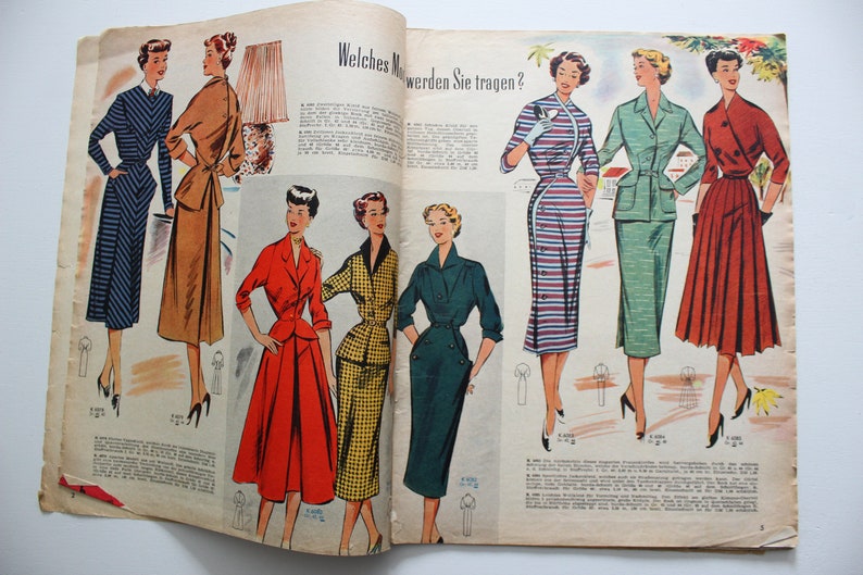 Burda Moden 9/ 1952 sewing pattern sheet, fashion magazine Patterns Fashion Magazine Retro Sewing Patterns Vintage image 3