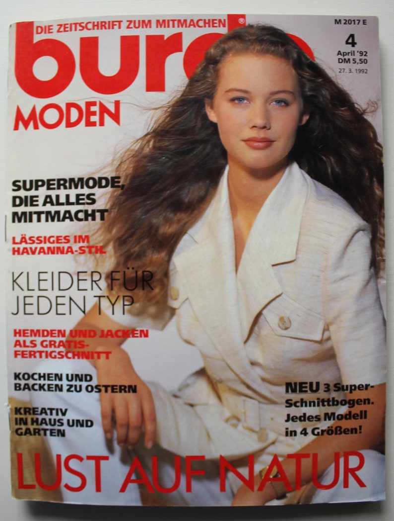 Burda Moden 4/ 1992 Anleitungen ,Schnittbogen , Modezeitschrift Modeheft Nähzeitschrift Modemagazin Bild 1