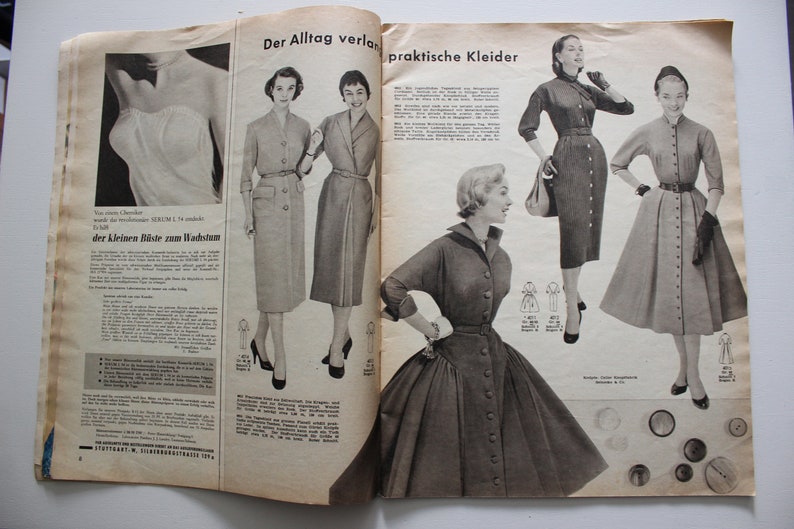 Burda Moden 1/ 1957 pattern sheet, fashion magazine Patterns Fashion Magazine Retro Sewing Patterns Vintage image 4