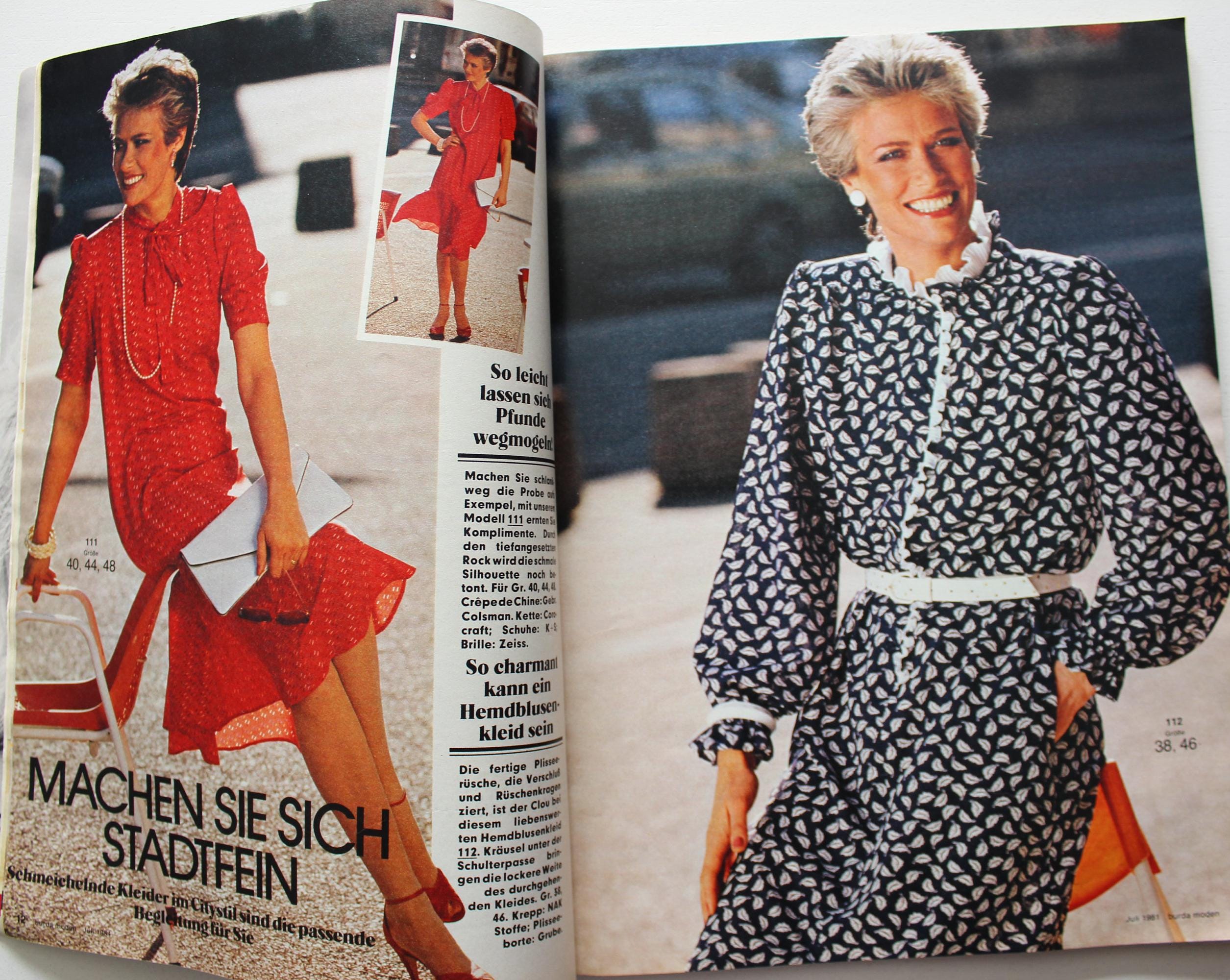 Vintage Magazine Burda Moden 7/ 1981 Instructions Pattern Sheets