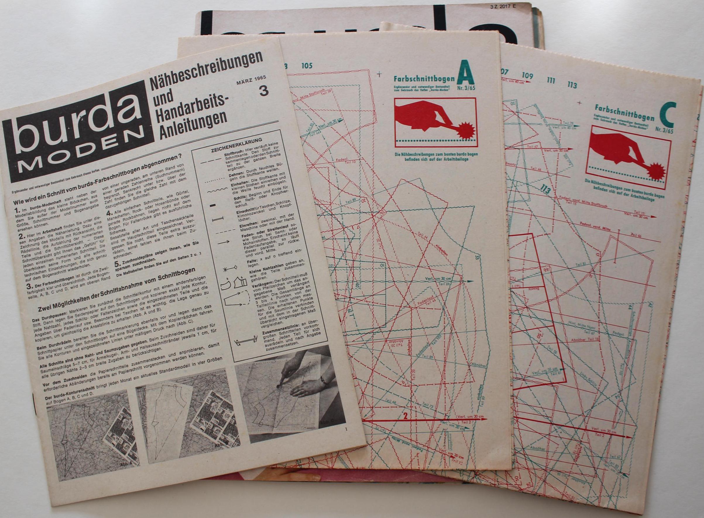 Burda Moden 3/ 1965 Instructions, Pattern Sheets, Fashion Magazine ...