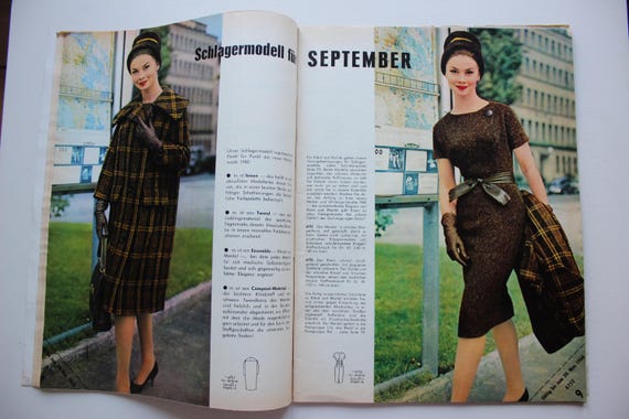 Burda Moden 9/ 1960 Instructions Cutting Sheets Fashion