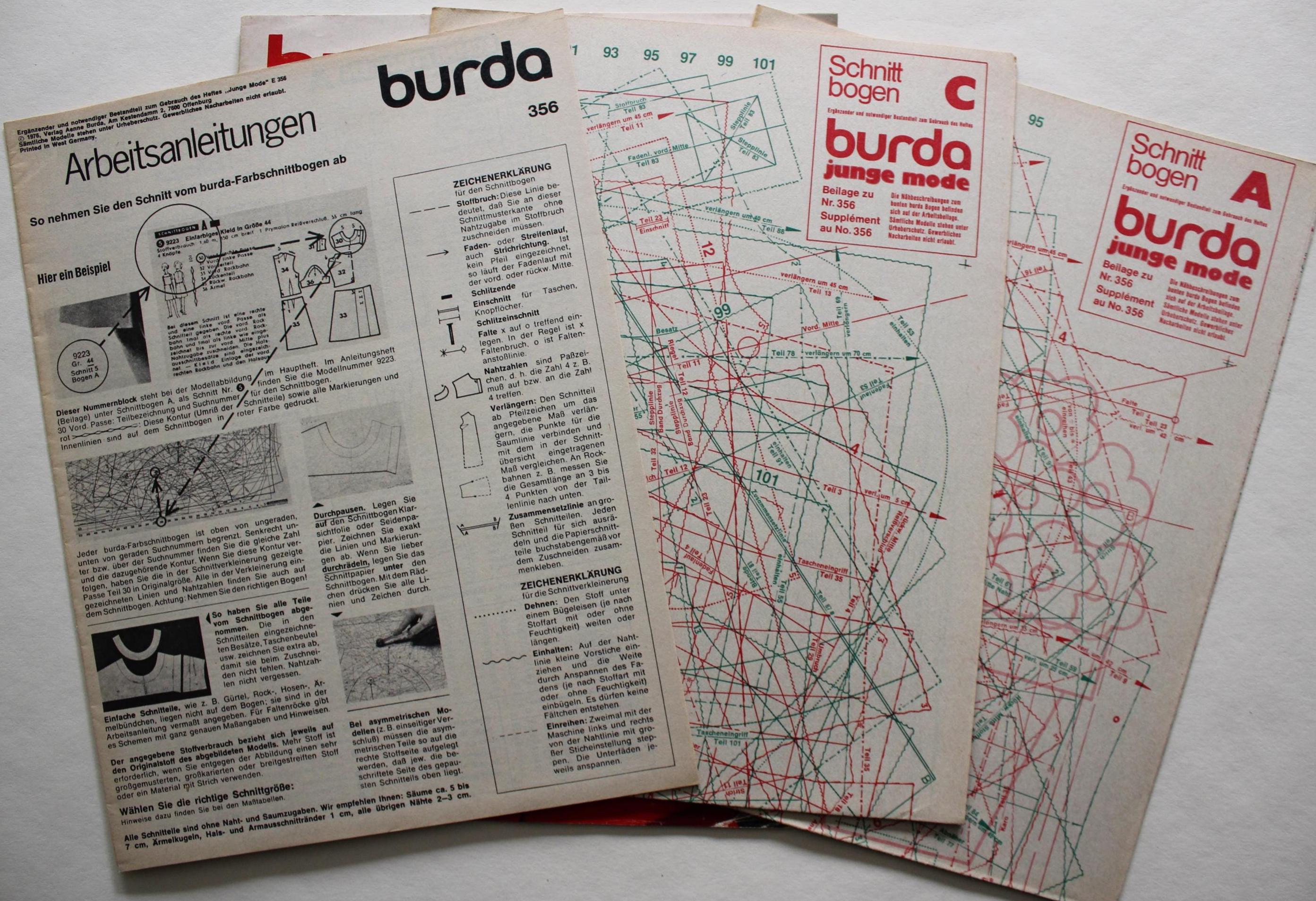Burda Junge Mode 1976 Instructions Pattern Sheets Fashion Magazine ...