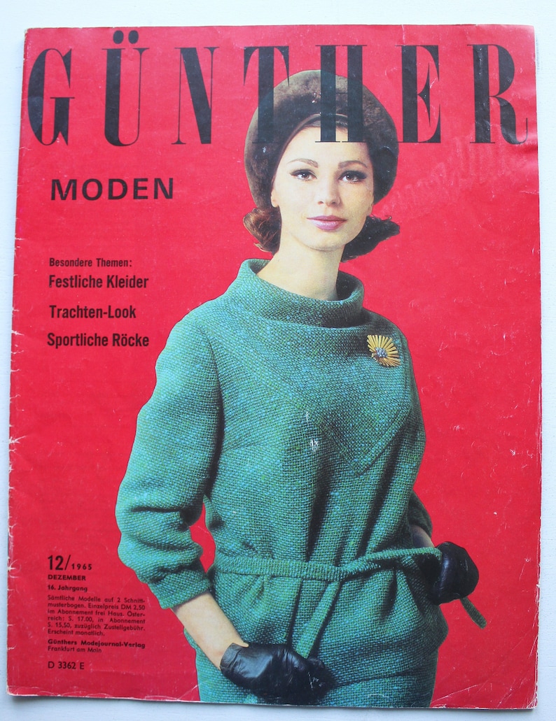 Günther Moden 12/ 1965 mit Schnittmustern , Modezeitschrift Modeheft Nähzeitschrift Modemagazin Modejournal Bild 1