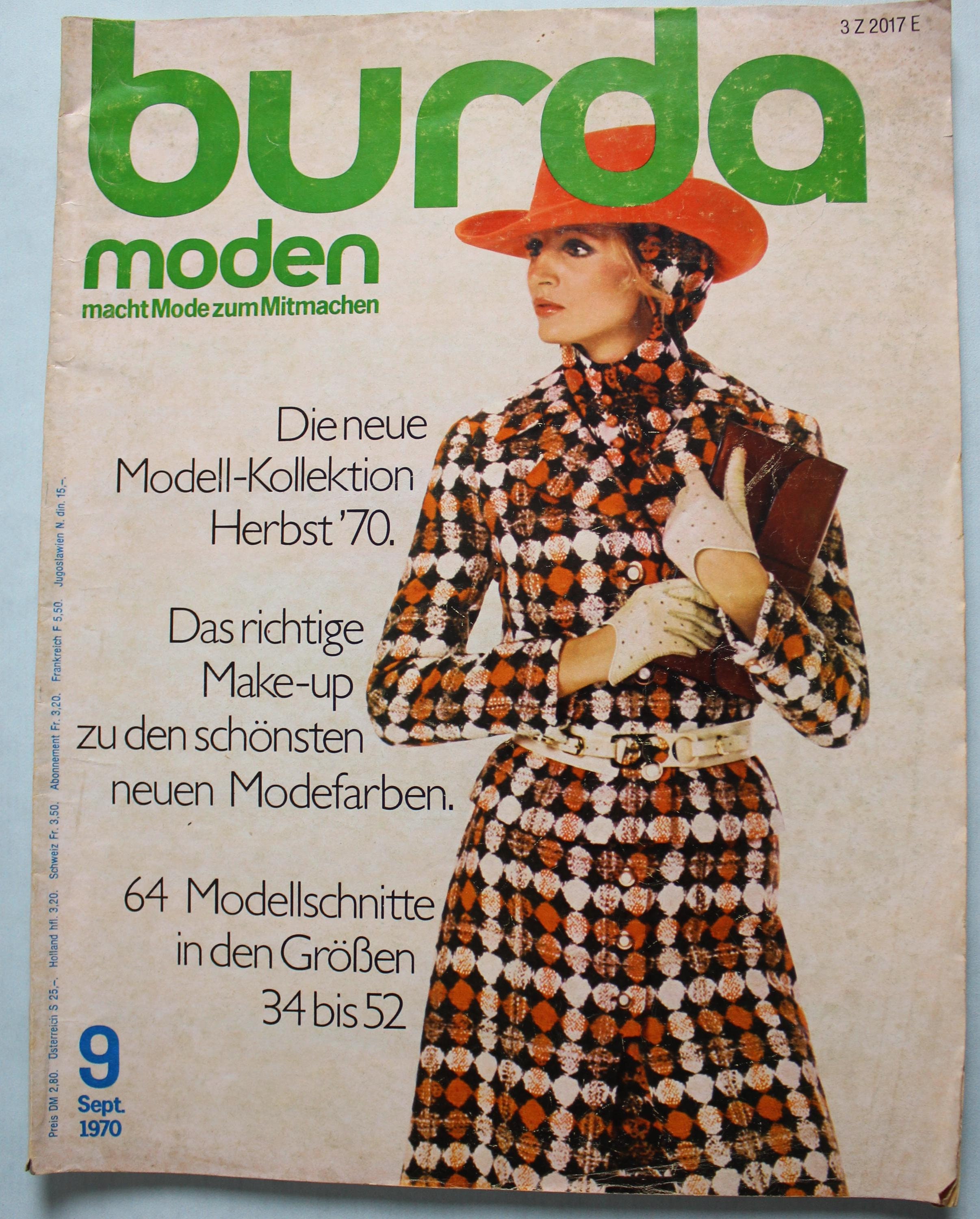 Burda Moden 9/ 1970 Instructions, Pattern Sheets Fashion