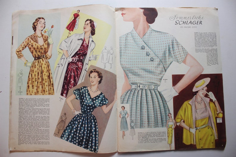 Viennese world fashion issue No. 21 1952 pattern sheet fashion magazine fashion magazine sewing magazine fashion magazine image 4