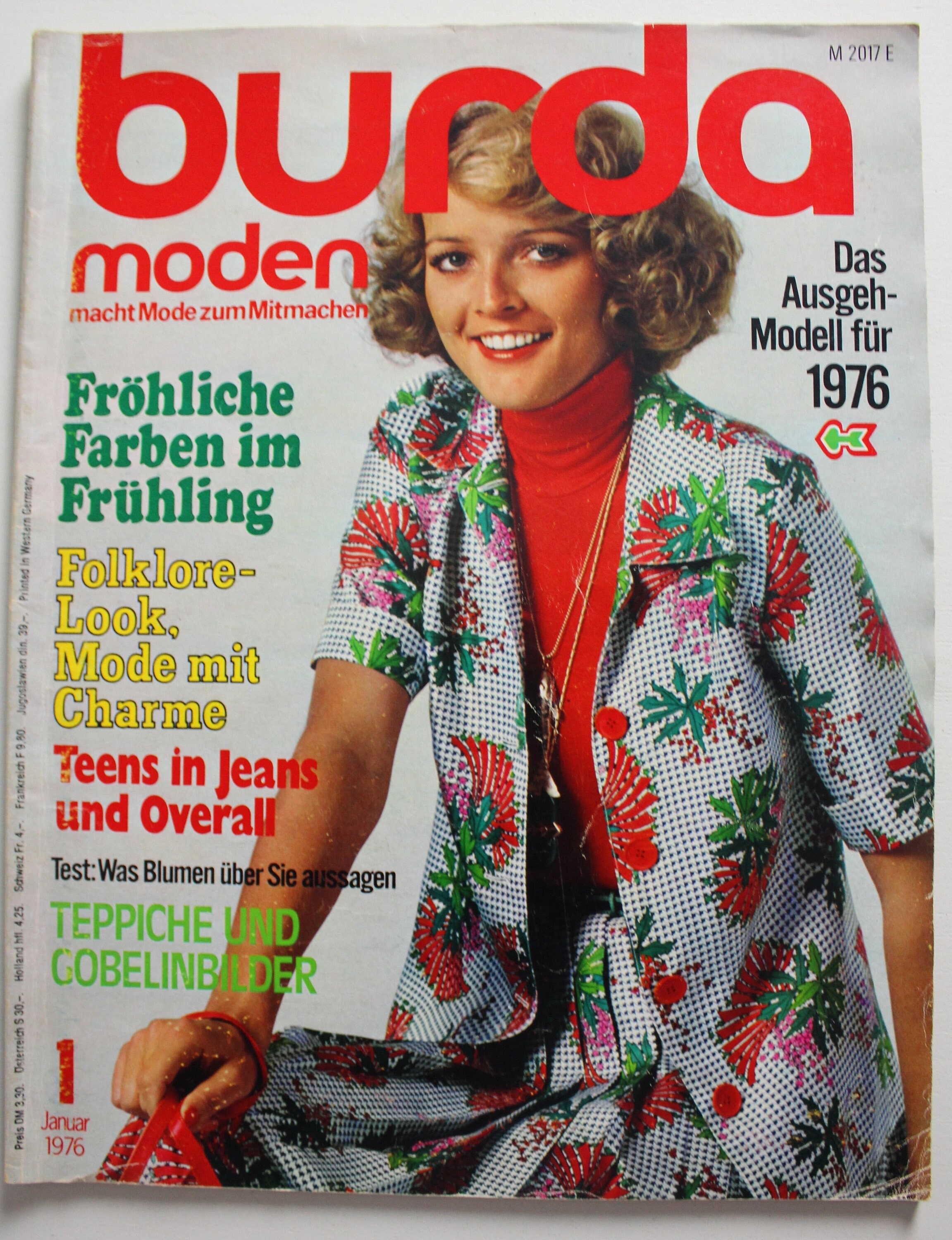 Vintage Magazine Burda Moden 1/ 1976 Instructions Pattern