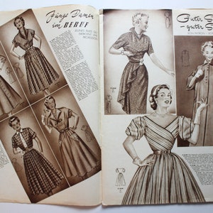 Viennese world fashion issue No. 21 1952 pattern sheet fashion magazine fashion magazine sewing magazine fashion magazine image 2