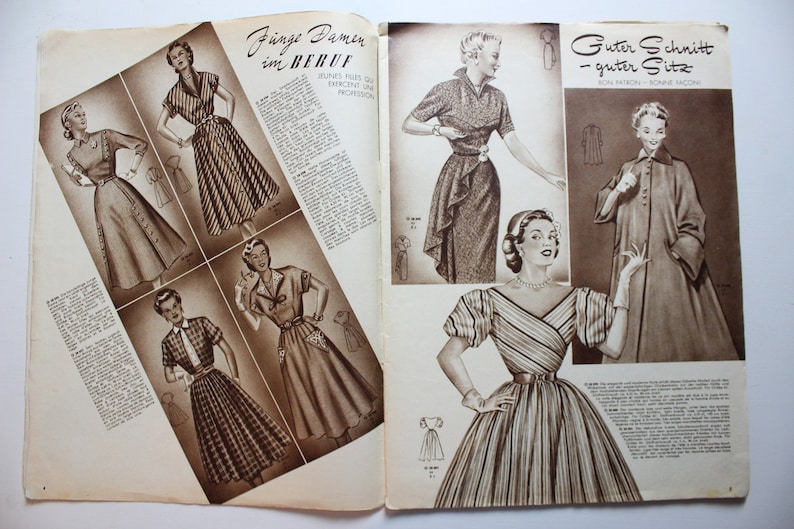 Viennese world fashion issue No. 21 1952 pattern sheet fashion magazine fashion magazine sewing magazine fashion magazine image 2