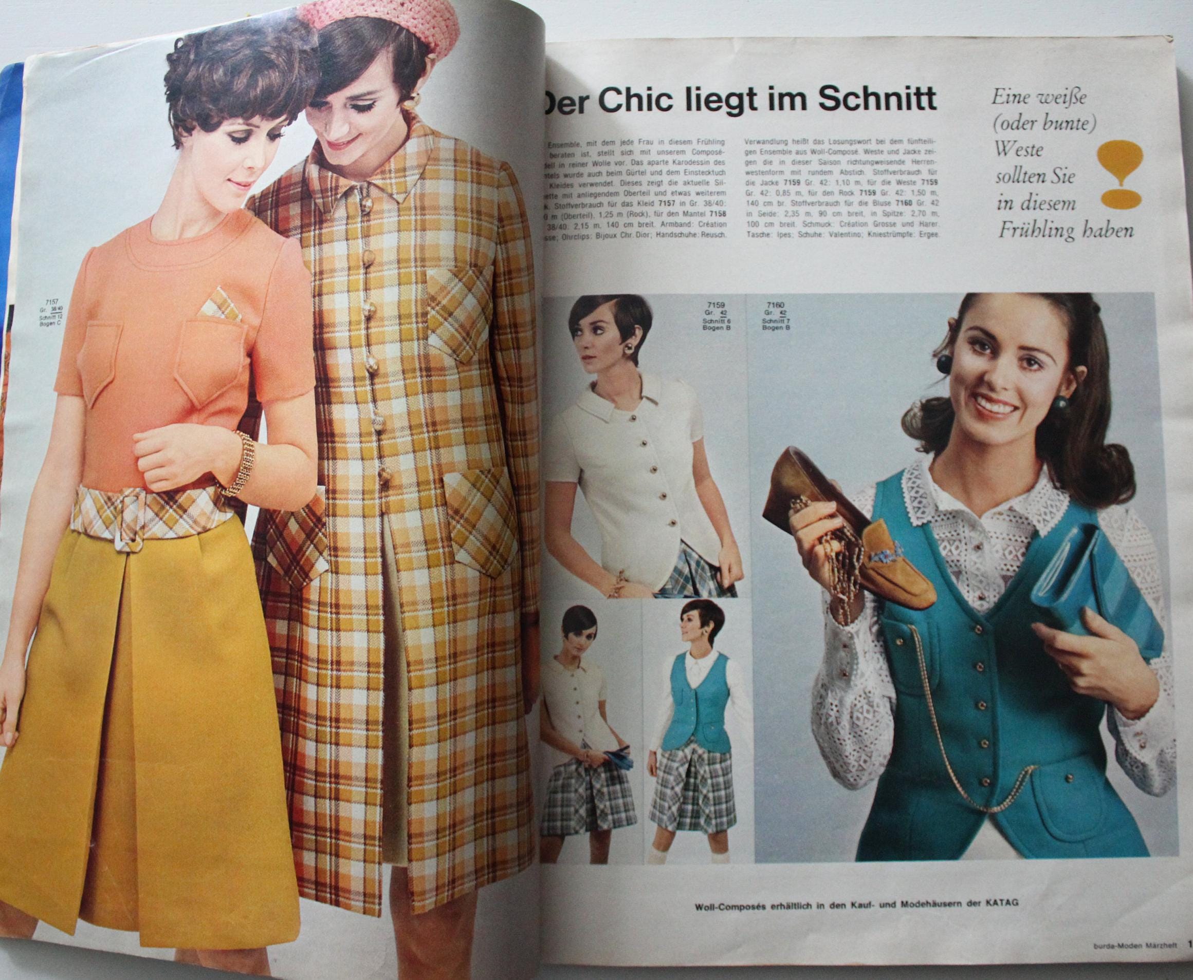 Old Burda Moden Magazine 3/1968, Instructions, Pattern Sheets