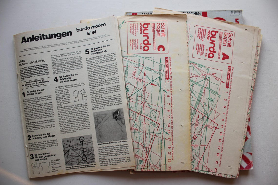 Burda Moden 5/ 1984 Instructions, Pattern Sheets Fashion Magazine Retro ...