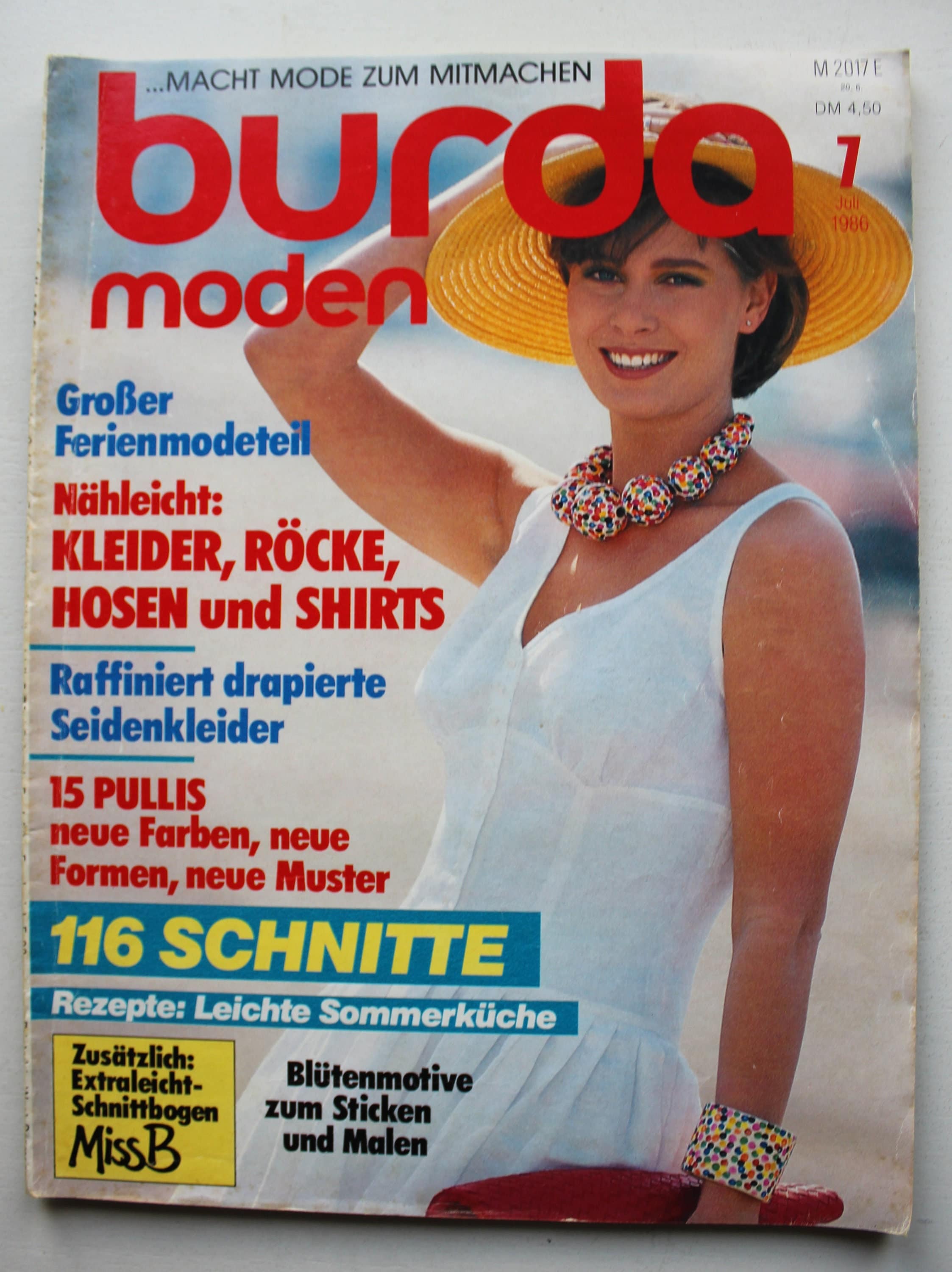 多様な 7/ Moden Burda 1986 Fashion Sheets, Cutting Instructions, 和洋裁材料