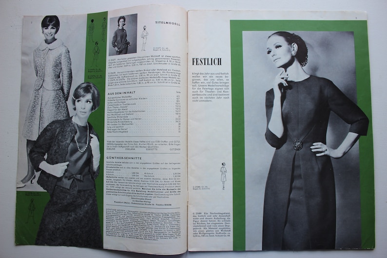 Günther Moden 12/ 1965 mit Schnittmustern , Modezeitschrift Modeheft Nähzeitschrift Modemagazin Modejournal Bild 2