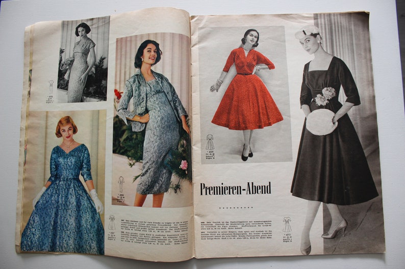 Burda Moden 1/ 1957 pattern sheet, fashion magazine Patterns Fashion Magazine Retro Sewing Patterns Vintage image 3