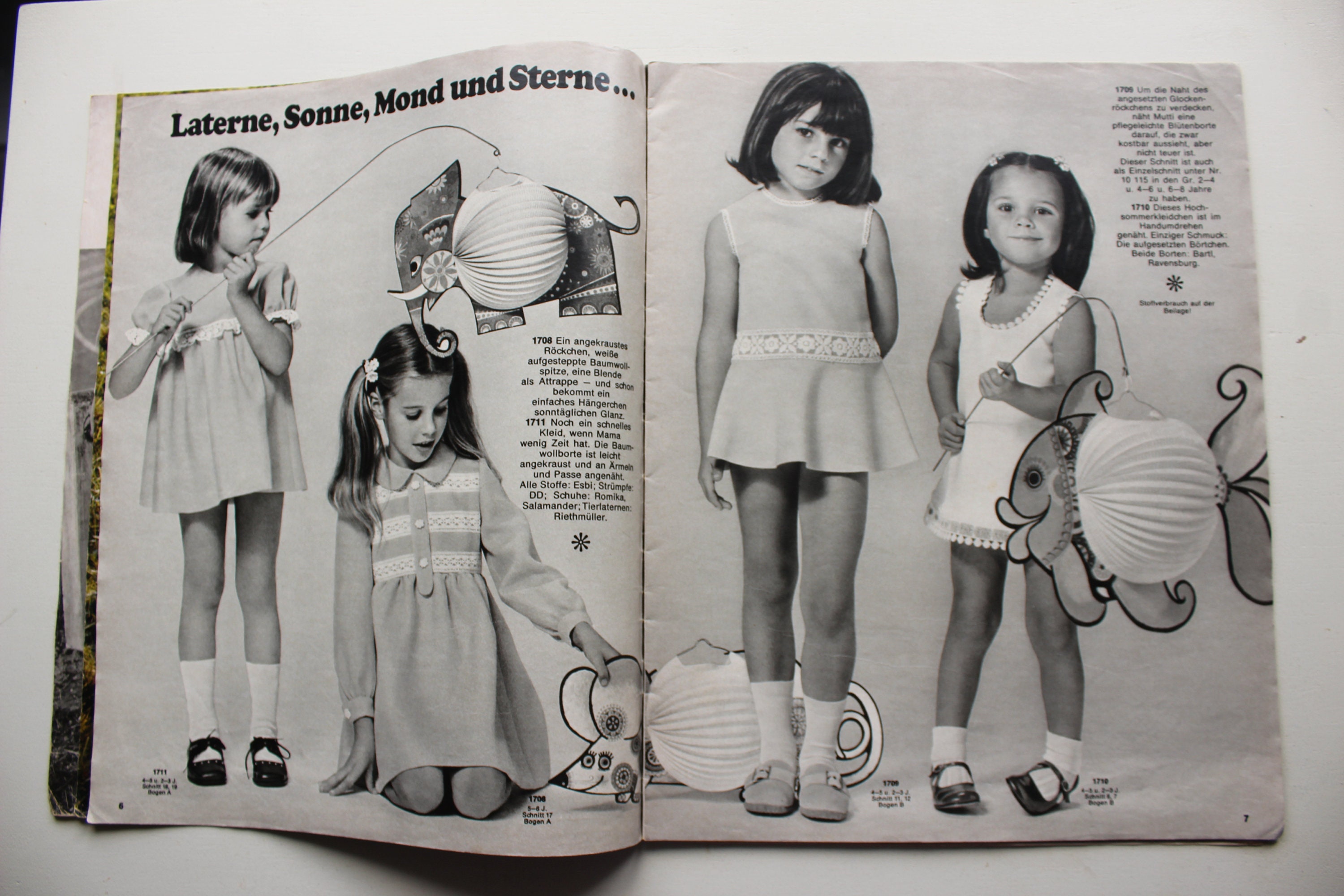 Burda Children's Fashion 1970 Instructions, Pattern Sheets