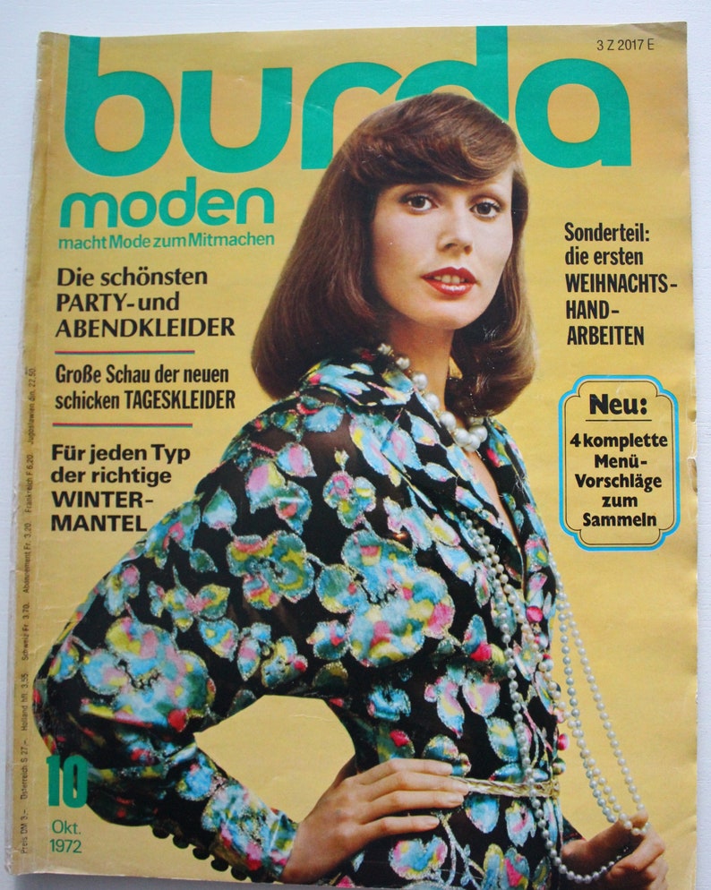 Burda Moden 10/ 1972 avec instructions, feuilles à découper, magazine de mode, livret de mode, magazine de couture, magazine de mode image 1