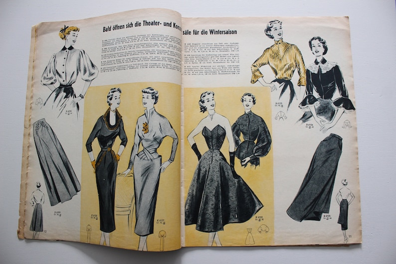 Burda Moden 9/ 1952 sewing pattern sheet, fashion magazine Patterns Fashion Magazine Retro Sewing Patterns Vintage image 6