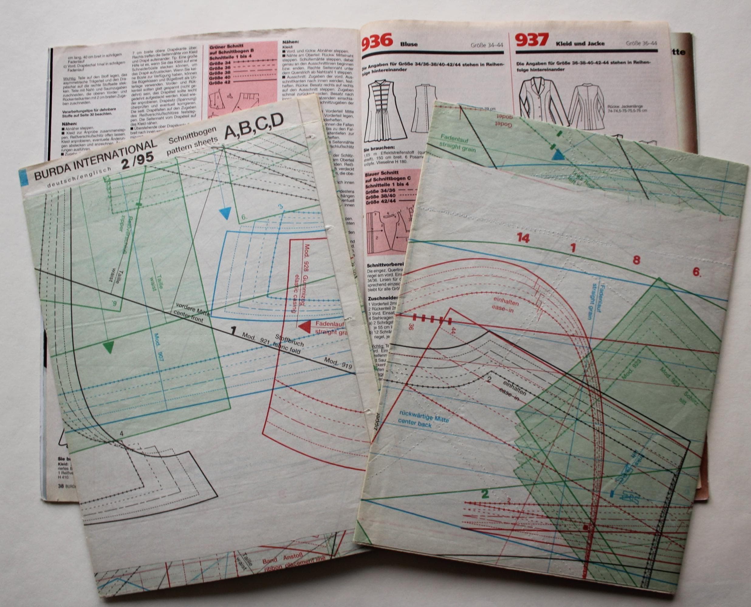 Burda International Summer 1995 Pattern Sheet Instructions, Fashion ...