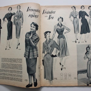 Burda Moden 9/ 1952 sewing pattern sheet, fashion magazine Patterns Fashion Magazine Retro Sewing Patterns Vintage image 7