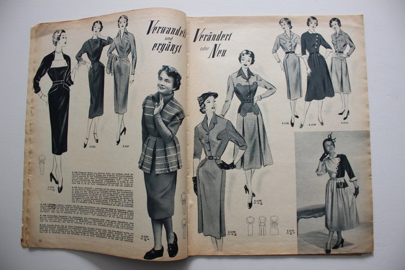 Burda Moden 9/ 1952 sewing pattern sheet, fashion magazine Patterns Fashion Magazine Retro Sewing Patterns Vintage image 7