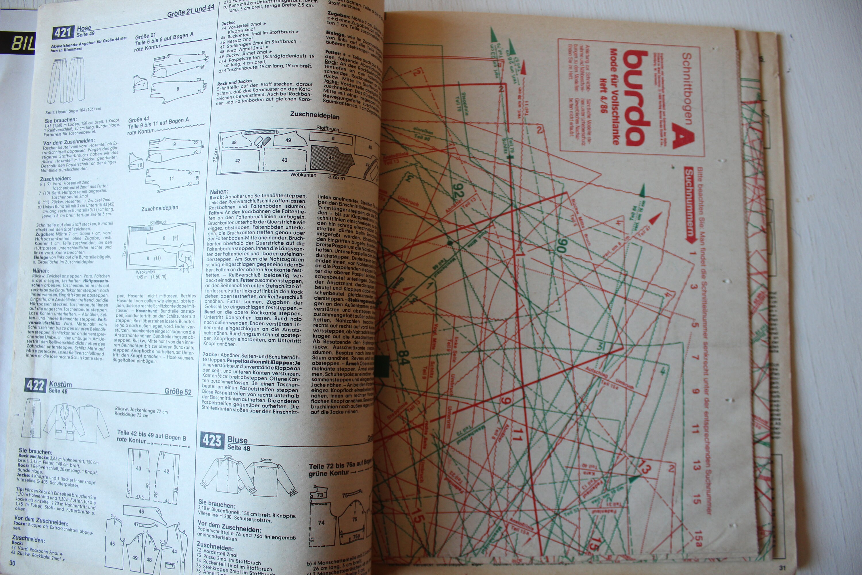 ふくよかな人のためのブルダ ファッション、1986 年冬、説明書付き