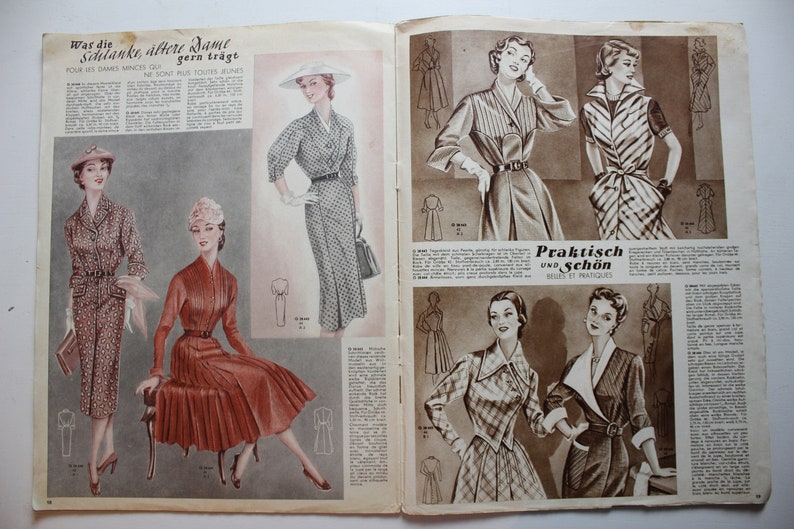 Viennese world fashion issue No. 21 1952 pattern sheet fashion magazine fashion magazine sewing magazine fashion magazine image 9