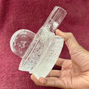 Rare Clear Quartz Large Jaldhari Shivling - Shiva Linga - Sphatik Shivling - Himalayan Crystal Shivling For Pooja Purpose - Healing Crystal