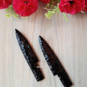 Black Obsidian Knives (13-15 cm): Handgeknotete Lava-Klingen - Set mit 10 Messern