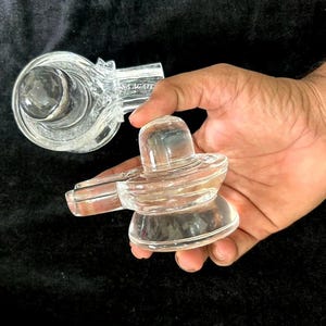 Rare Natural Clear Quartz Jaldhari Shivling - Shiva Linga - Sphatik Shivling - Himalayan Crystal Shivling For Pooja Purpose - Healing Stone