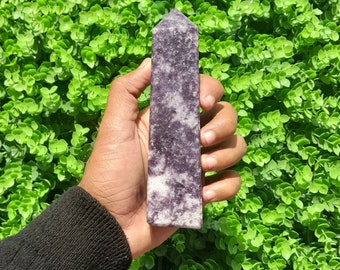150mm Lepidolite Crystal Tower: Faceted Healing Gemstone Display