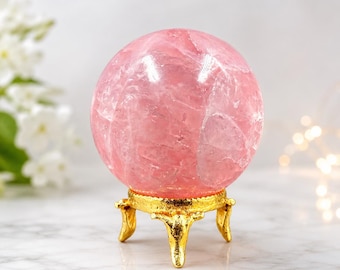 Rose Quartz Crystal Sphere: Pink Stone Meditation Decor